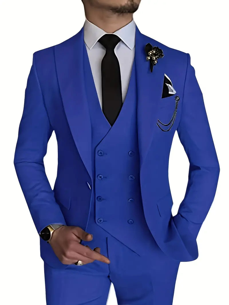 Variant image for Men&#39;s Suit Black 3-Piece Size M Polyester-13