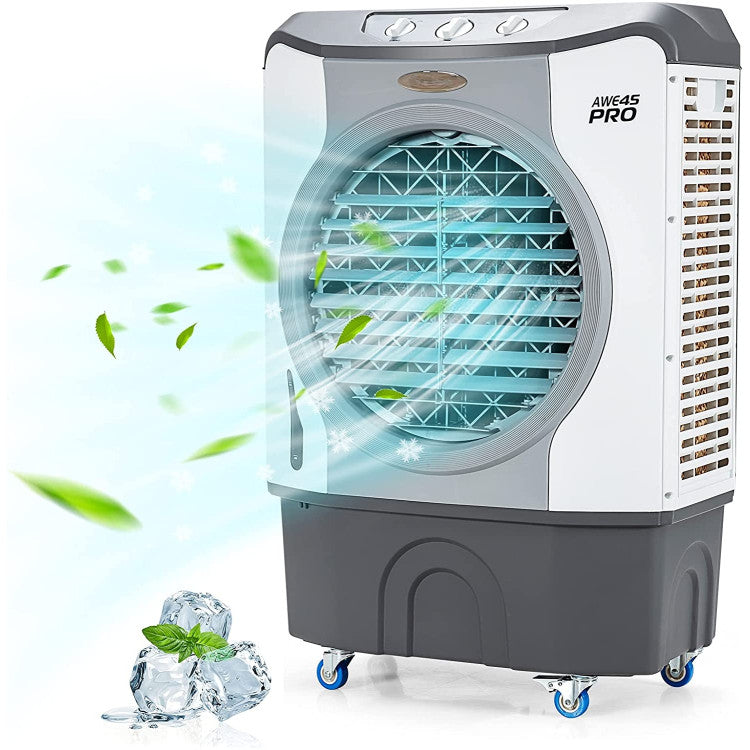 4-in-1 Industrial Evaporative Air Cooler Fan with 12 Gallon Tank and Wheels 0