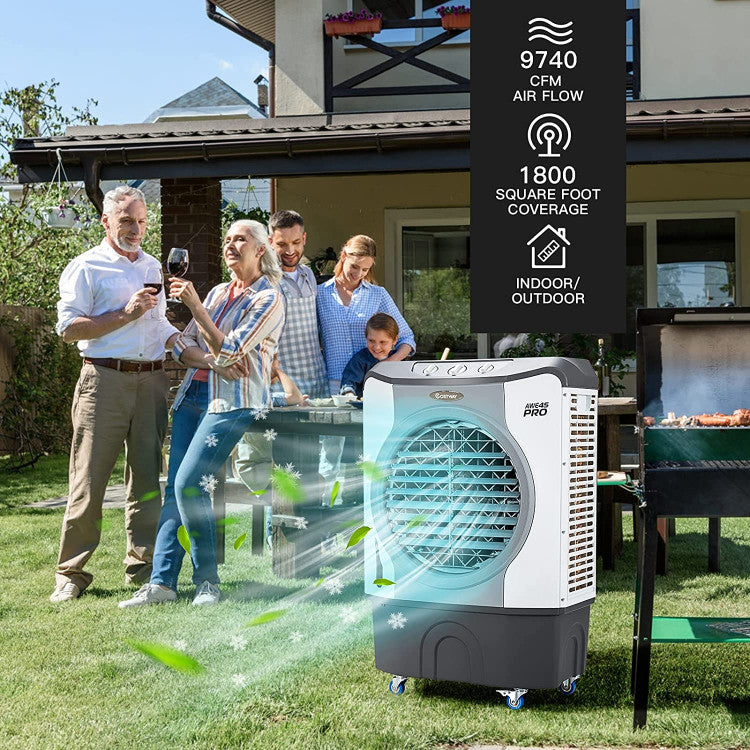 4-in-1 Industrial Evaporative Air Cooler Fan with 12 Gallon Tank and Wheels 1