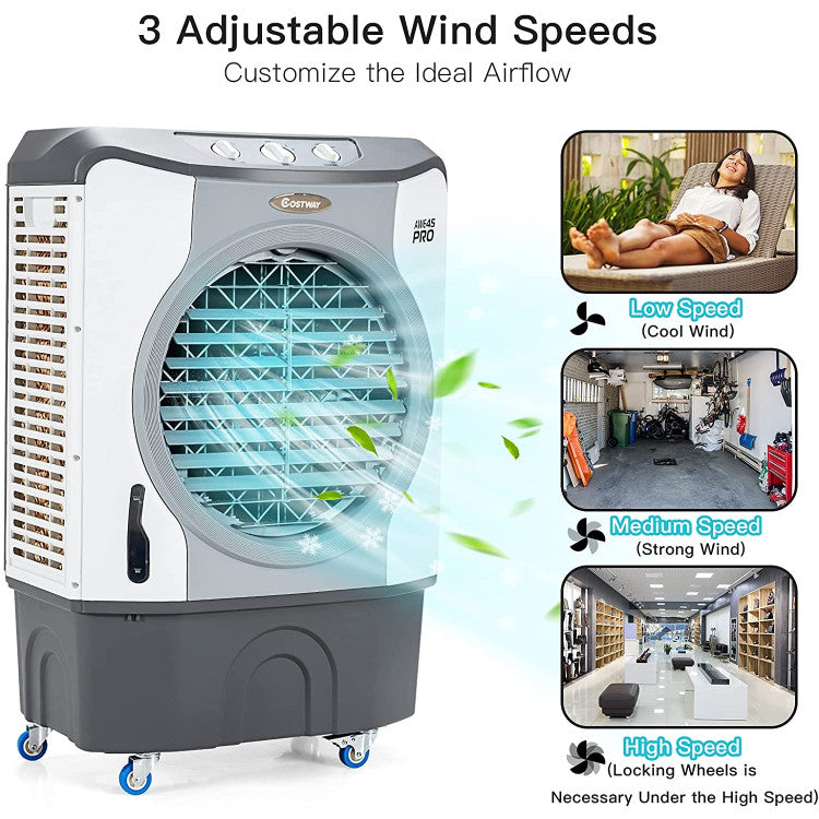 4-in-1 Industrial Evaporative Air Cooler Fan with 12 Gallon Tank and Wheels 4
