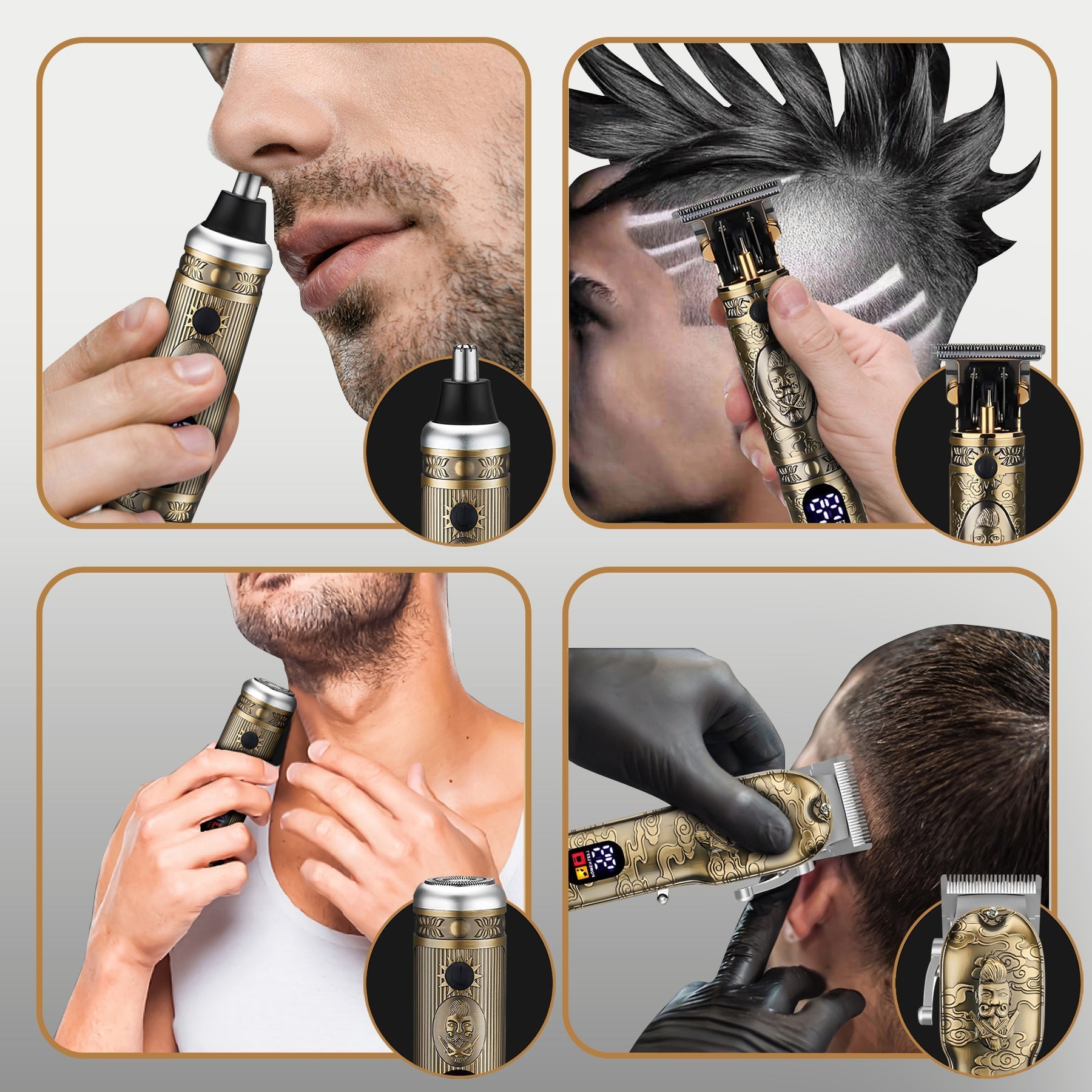 4-in-1 Professional Clipper Kit with High-Speed Motor, Waterproof Design, Adjustable Lengths, and LED Display 5