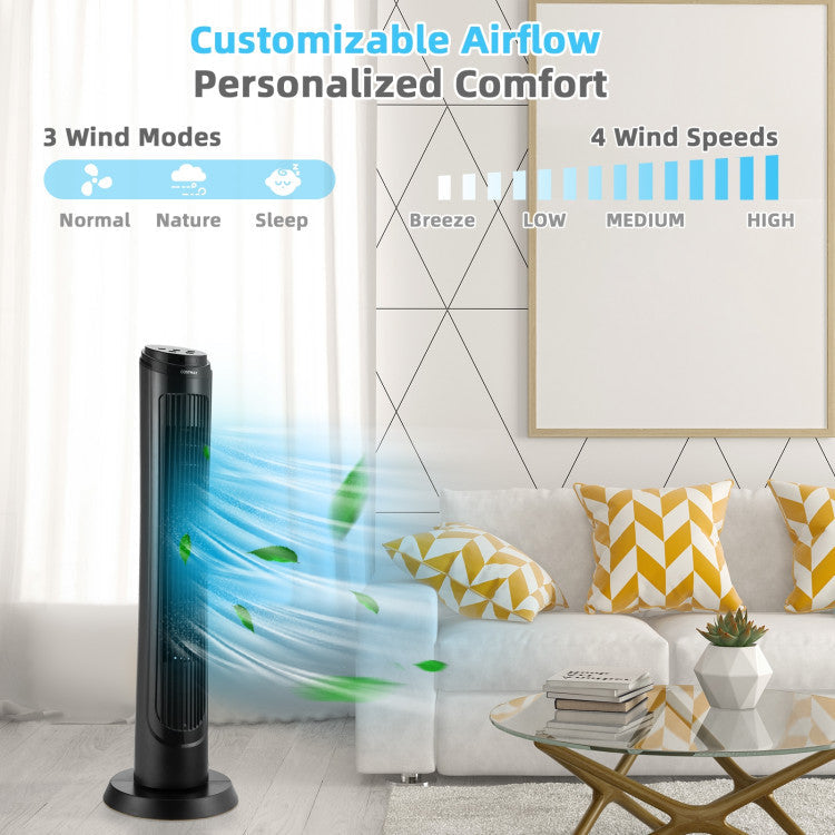 40 Inch Tower Fan with Remote 75˚ Oscillating Fan with 3 Wind Modes and 4 Wind Speeds 2