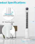 42 Inch 80 Degree Tower Fan with Smart Display Panel and Remote Control 3