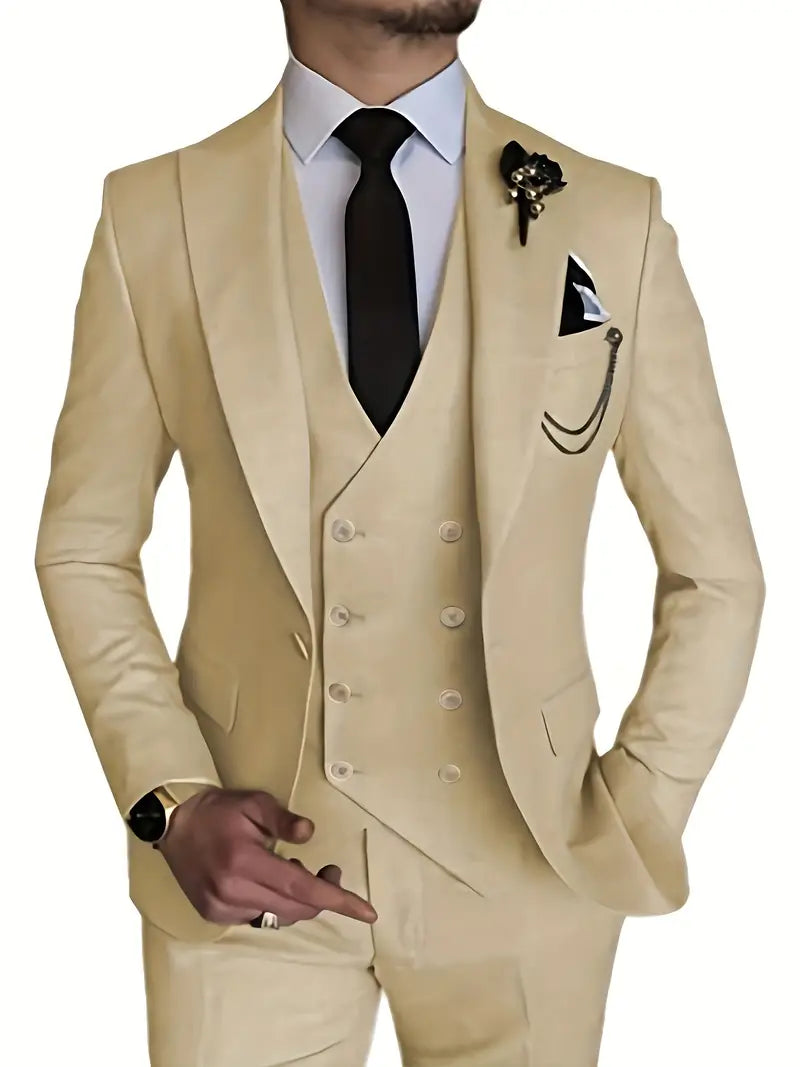 Variant image for Men&#39;s Suit Black 3-Piece Size M Polyester-31