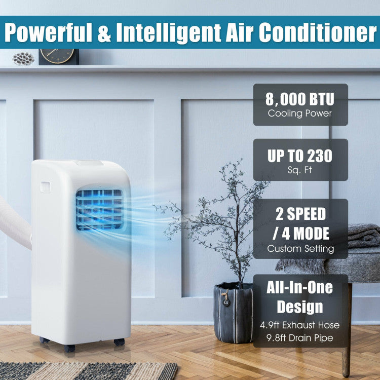 8000 BTU Portable Air Conditioner with Dehumidifier Function 3