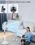 Standing Floor Fan with Tilt & Height Control – 16-Inch Whisper-Quiet Airflow | Smooth Rotation | Perfect for Living Spaces & Studios