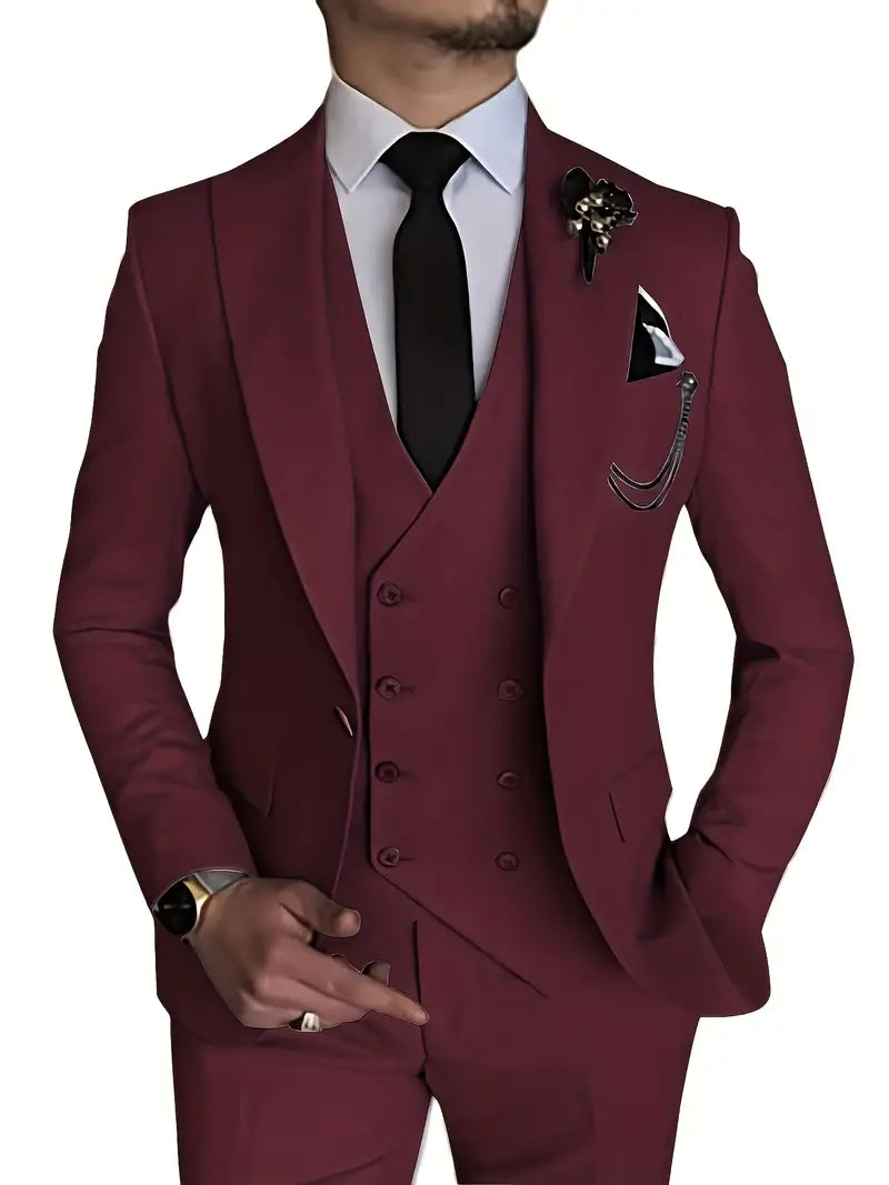 Variant image for Men&#39;s Suit Black 3-Piece Size M Polyester-7