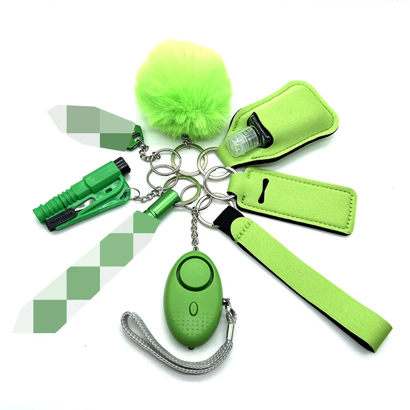 9-Piece Outdoor Self Defense Keychain Set for Women – Compact, Durable, Stylish Protection 3