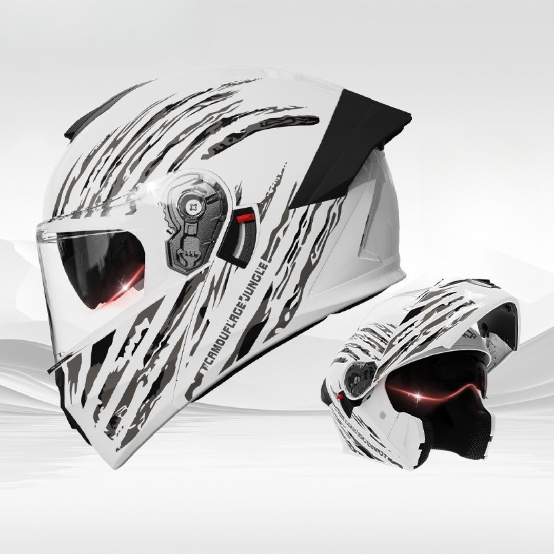 Men’s Vintage Modular Motorcycle Helmet Double Lens DOT ECE Approved ABS Shell