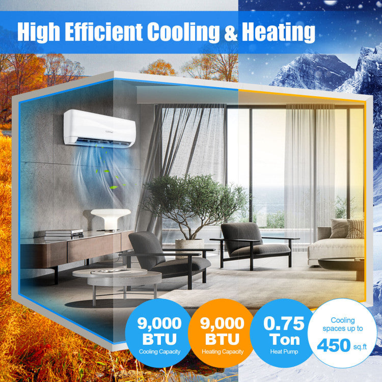 9000 BTU 17 SEER2 208-230V Ductless Mini Split Air Conditioner and Heater 3