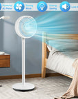 9 Inch Portable Oscillating Pedestal Floor Fan with Adjustable Heights and Speeds 2