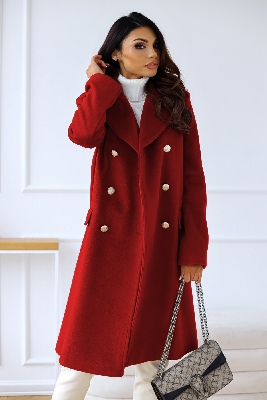 Adelina | Women&#39;s Wool Double-Breasted Trench Coat for Winter Style 8
