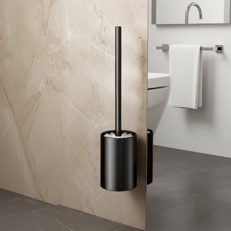 AeroStone | Stylish Black Wall Mounted Toilet Brush Holder Set 0