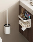 AeroStone | Stylish Black Wall Mounted Toilet Brush Holder Set 2