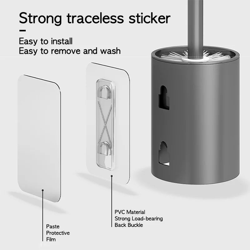 AeroStone | Stylish Black Wall Mounted Toilet Brush Holder Set 6
