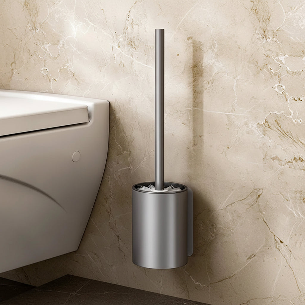 AeroStone | Stylish Black Wall Mounted Toilet Brush Holder Set 8