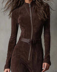 Alessia | Women's Long Suede Dress with Front Zip & Waist Belt – Elegant Fit for Any Occasion 5