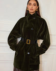 Alexandria | Pocketed Velvet Coat without Belt 0
