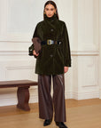 Alexandria | Pocketed Velvet Coat without Belt 1