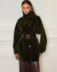 Alexandria | Pocketed Velvet Coat without Belt 3