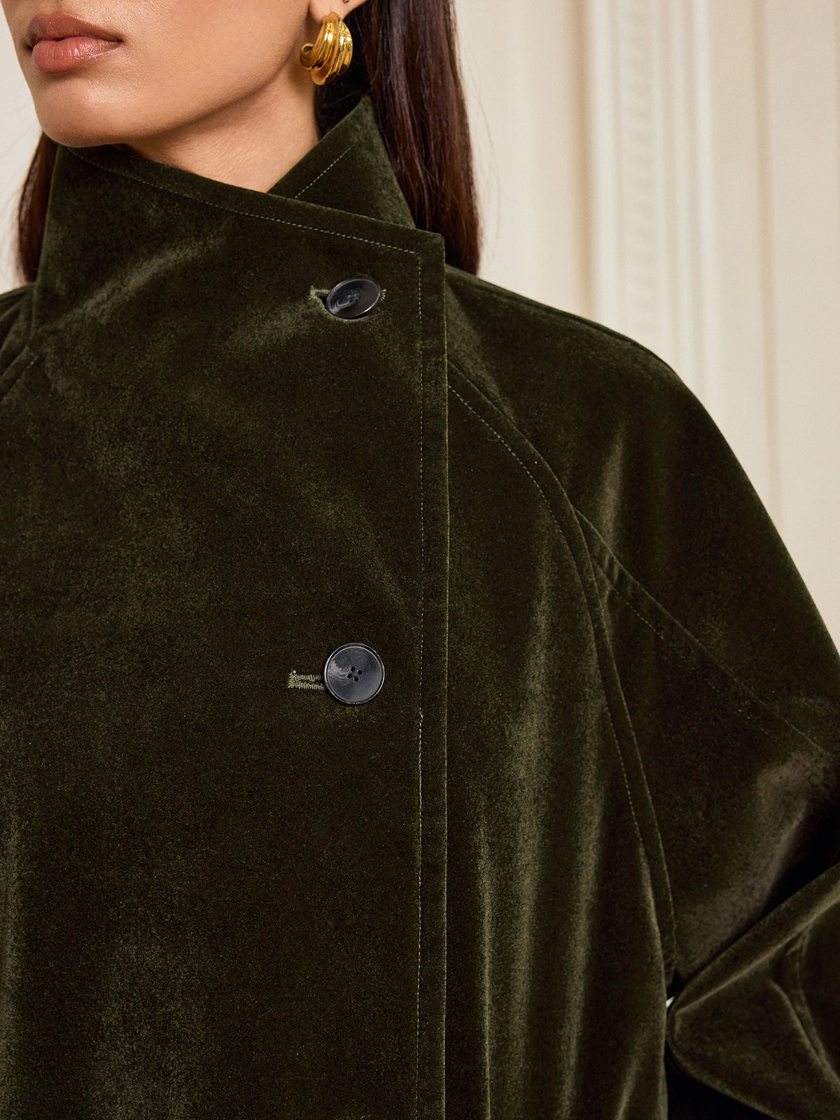 Alexandria | Pocketed Velvet Coat without Belt 5
