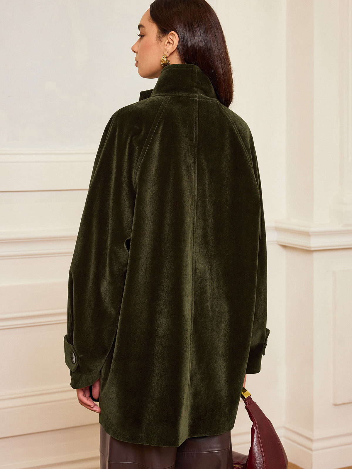 Alexandria | Pocketed Velvet Coat without Belt 6