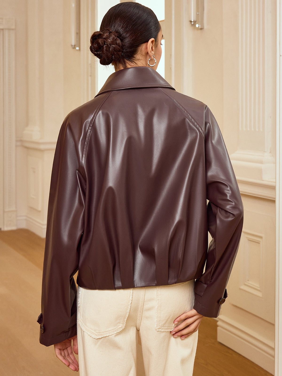 Alison | Collared Zip-Up Faux PU Jacket 5