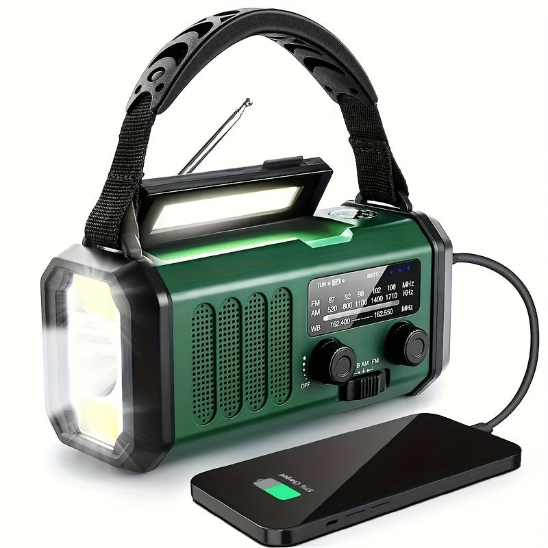 All-in-One Emergency Radio with Solar Panel and Hand Crank – NOAA Access, Flashlight, USB Charger, Compact Survival Device 0