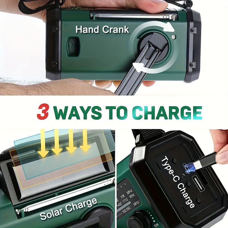 All-in-One Emergency Radio with Solar Panel and Hand Crank – NOAA Access, Flashlight, USB Charger, Compact Survival Device 3