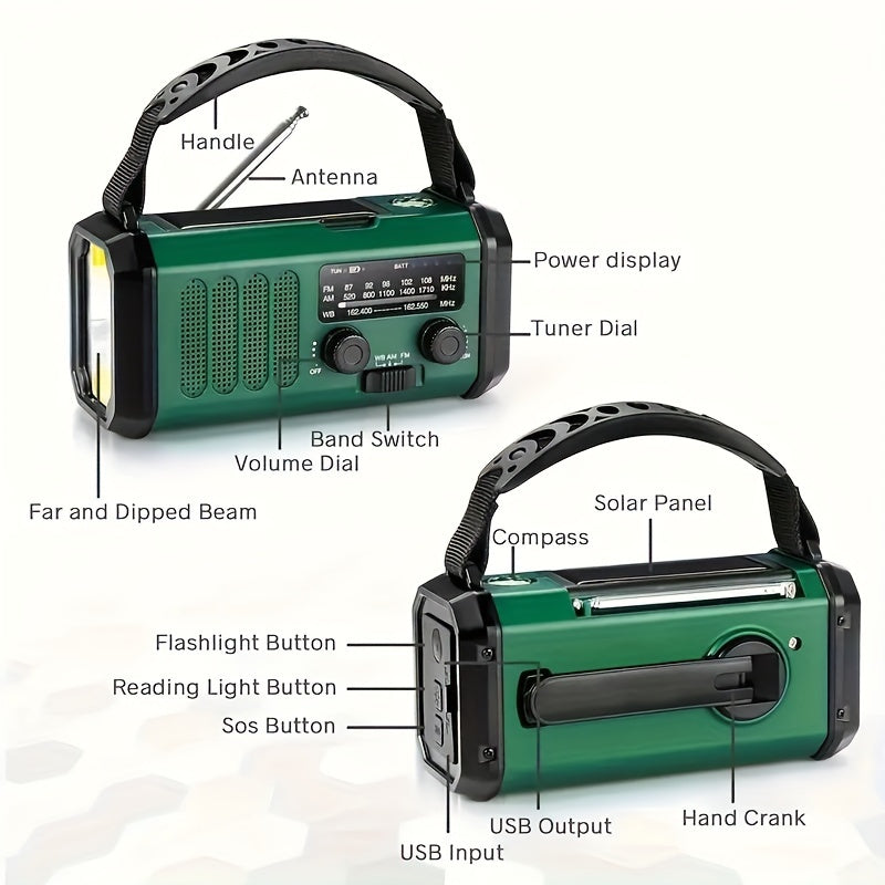 All-in-One Emergency Radio with Solar Panel and Hand Crank – NOAA Access, Flashlight, USB Charger, Compact Survival Device 4