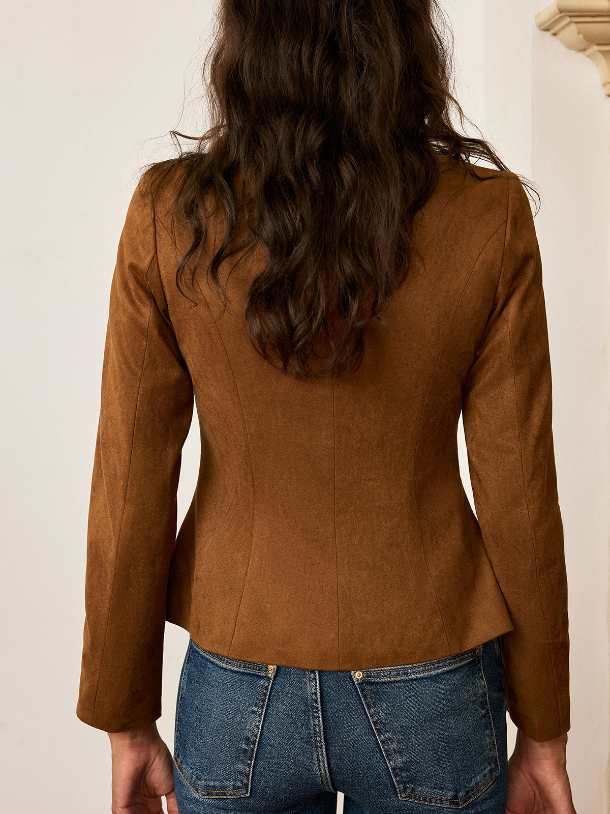Amyra | Suede Fitted Metal Button Jacket 5