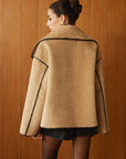 Angelica | Contrast Piping Shift Minky Coat 1