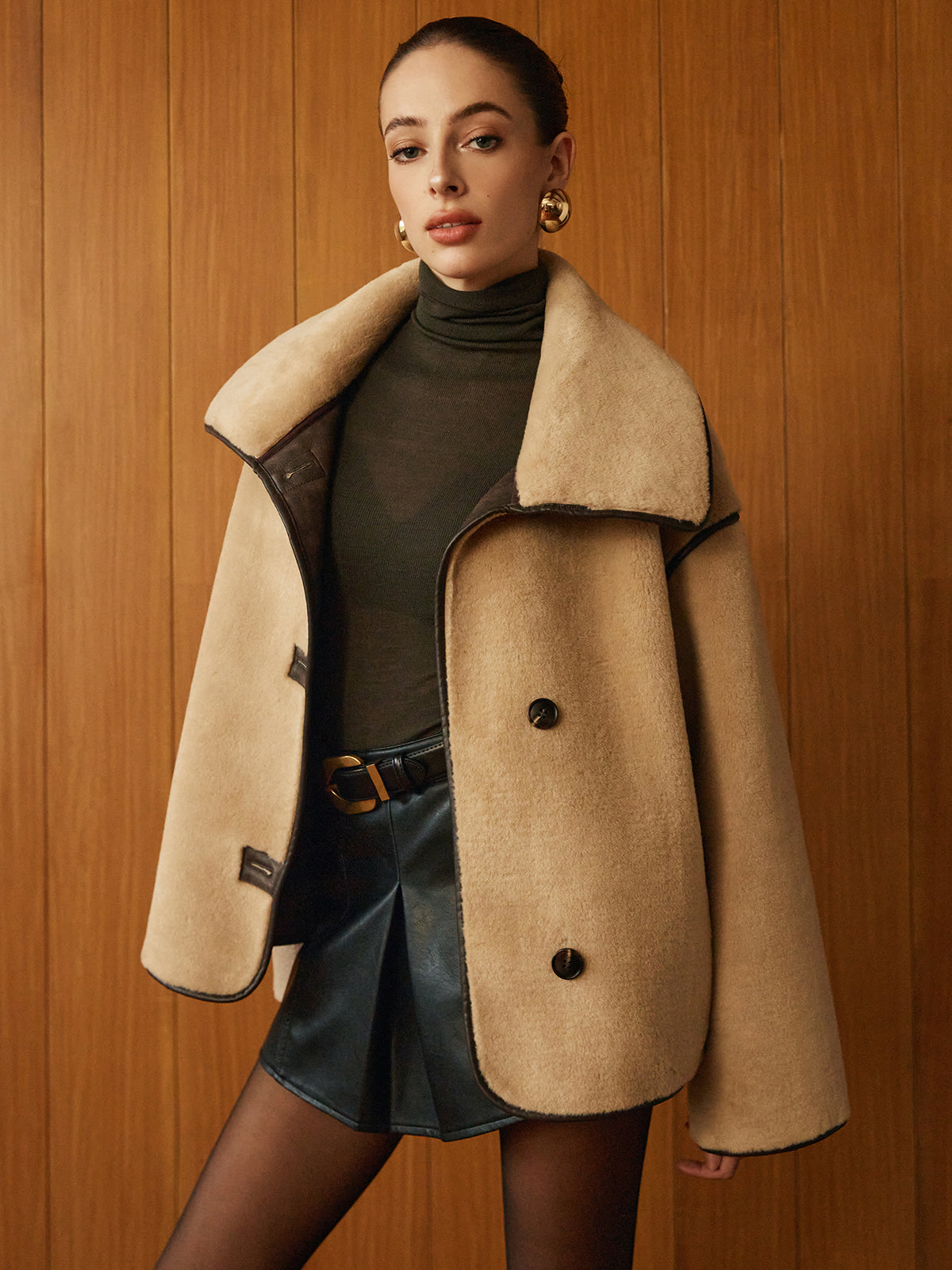 Angelica | Contrast Piping Shift Minky Coat 2