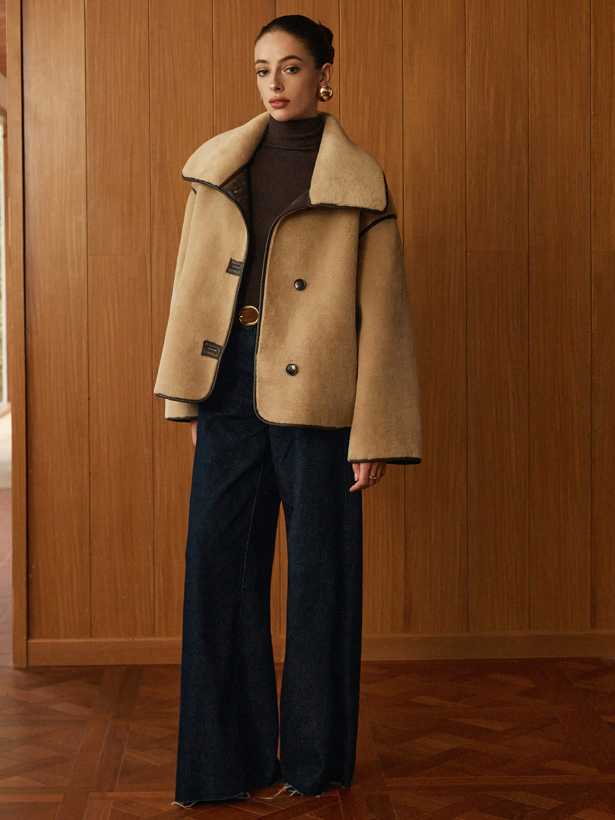 Angelica | Contrast Piping Shift Minky Coat 4