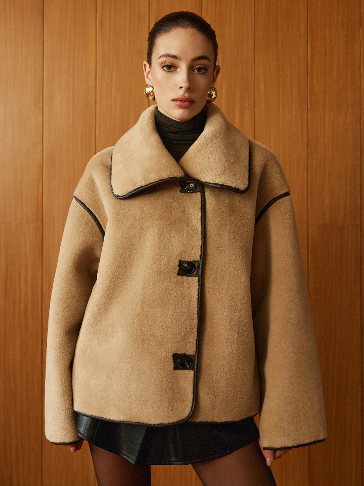 Angelica | Contrast Piping Shift Minky Coat 6