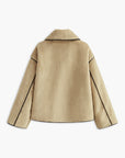 Angelica | Contrast Piping Shift Minky Coat 8