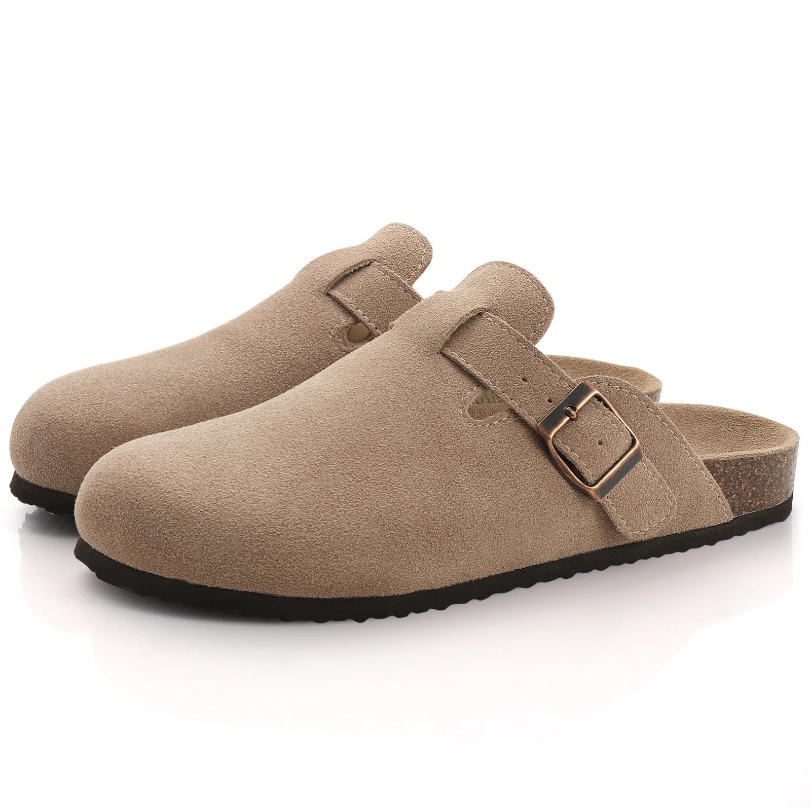 Apricot Women’s Suede Mules – Stylish Slip-On Shoes with Arch Support and Cork Insole 0