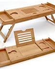 AquaBamboo | Versatile Expandable Bamboo Bathtub Caddy Tray 0