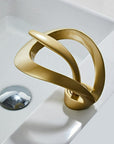 AquaGold | Elegant Modern Brushed Gold Bathroom Sink Faucet 7