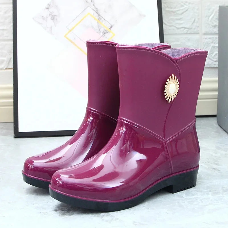 AquaShield | Stylish Waterproof PVC Mid-Tube Rain Boots for Women 0