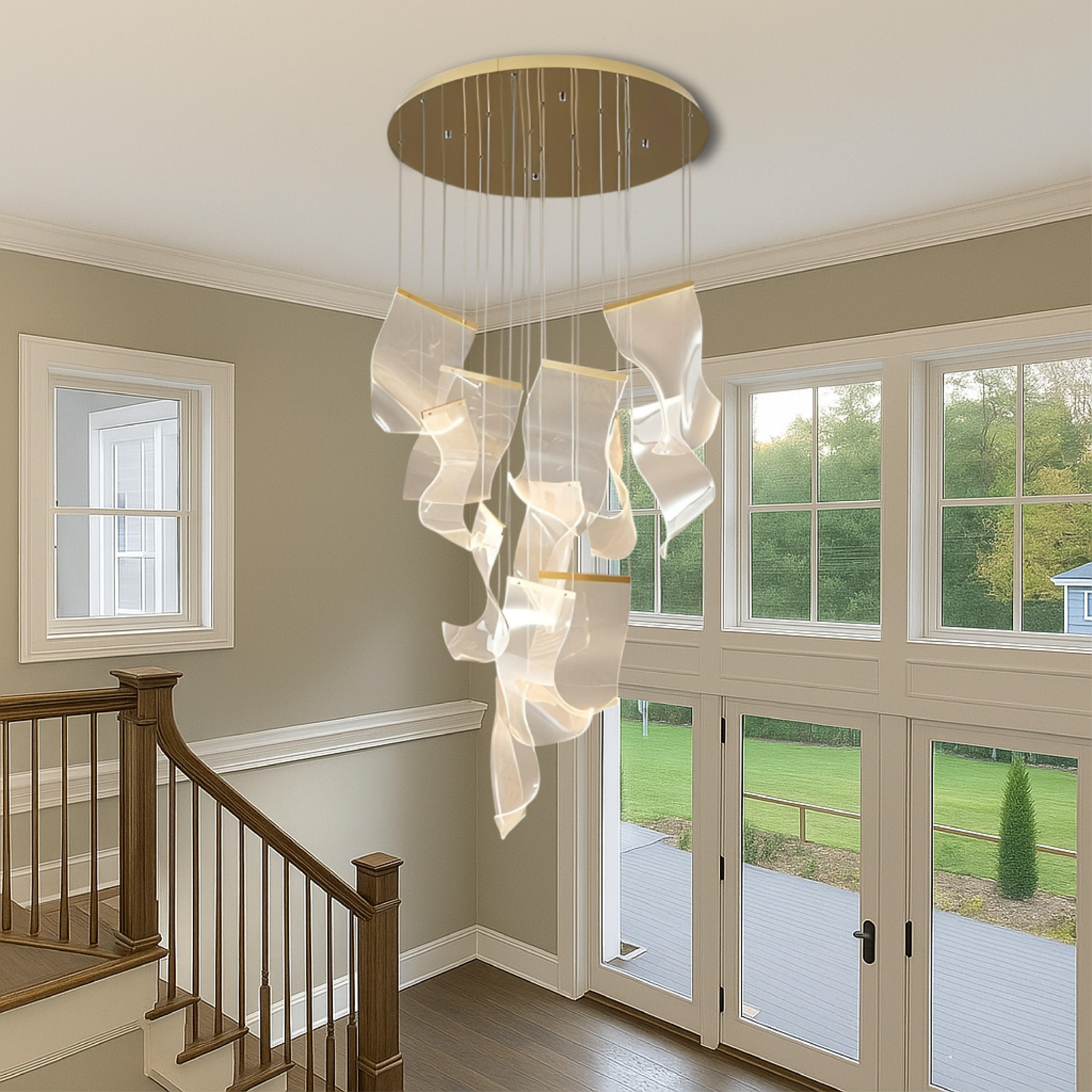 Archinea | Acrylic Gold Stair Chandelier for Modern Interior 2