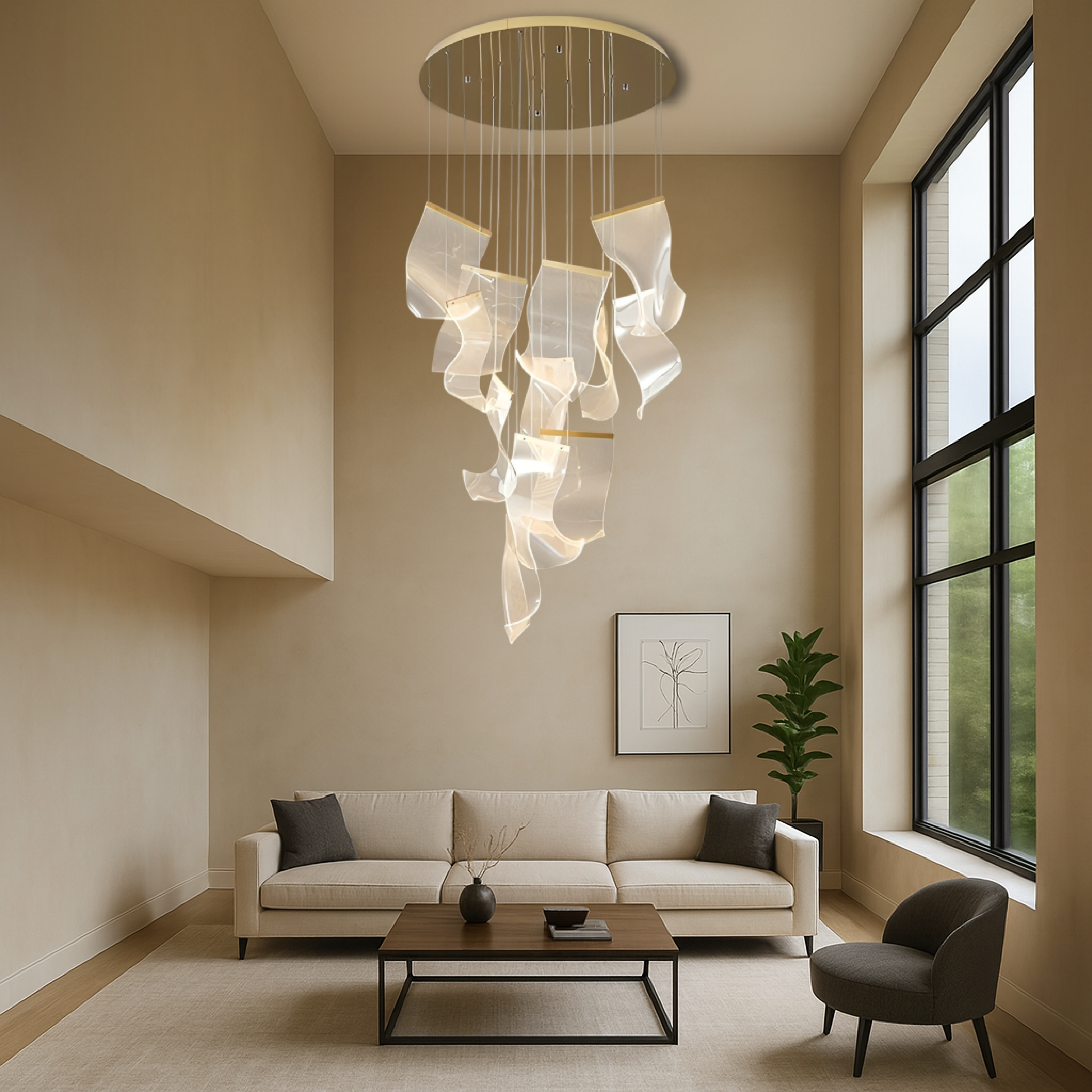 Archinea | Acrylic Gold Stair Chandelier for Modern Interior 3