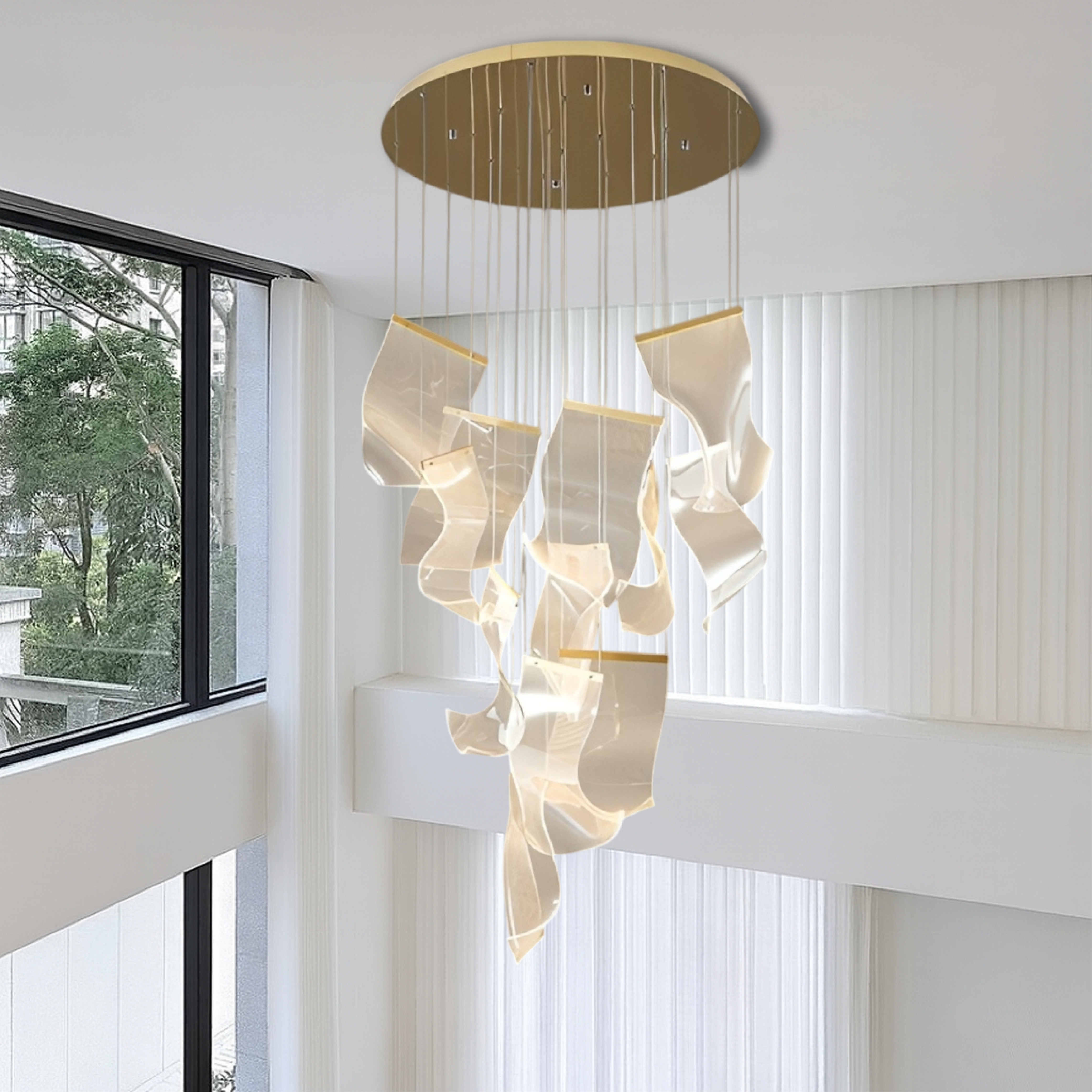 Archinea | Acrylic Gold Stair Chandelier for Modern Interior 5