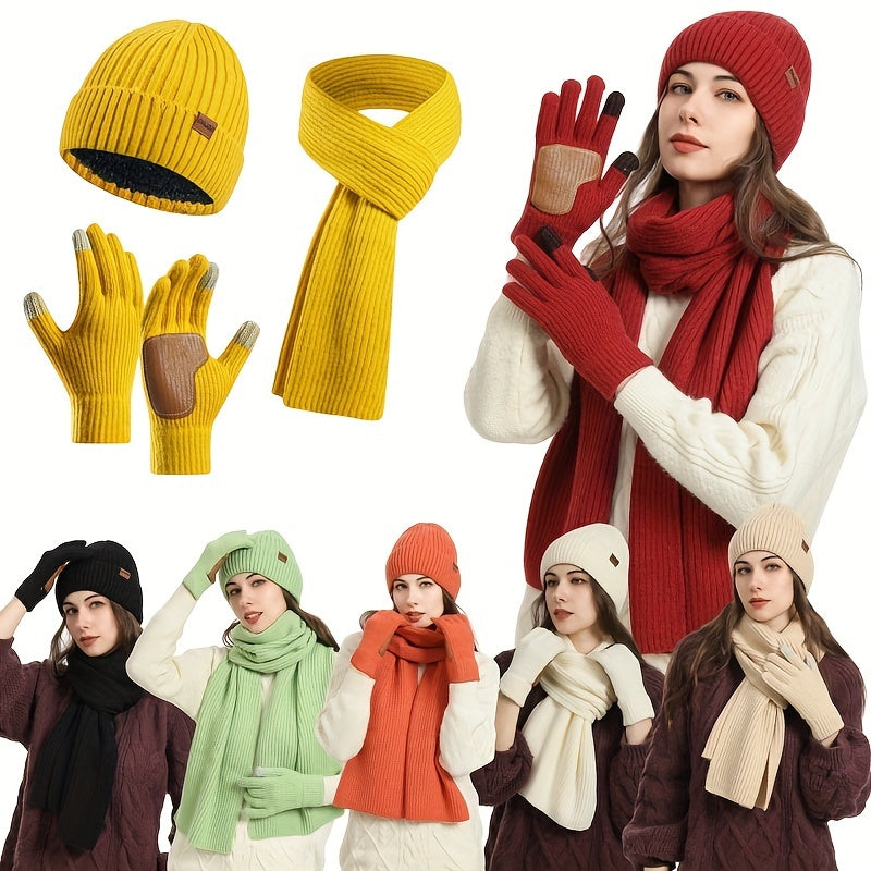 ArcticBlend | Cozy Knitted Winter Accessories Set with Hat, Scarf, Gloves 1