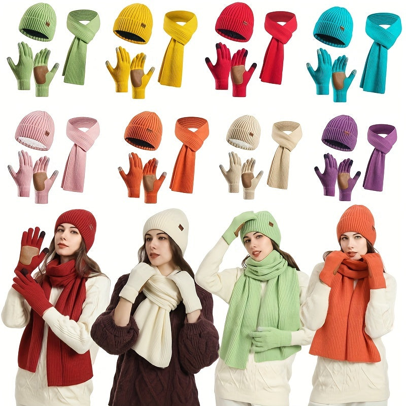 ArcticBlend | Cozy Knitted Winter Accessories Set with Hat, Scarf, Gloves 2