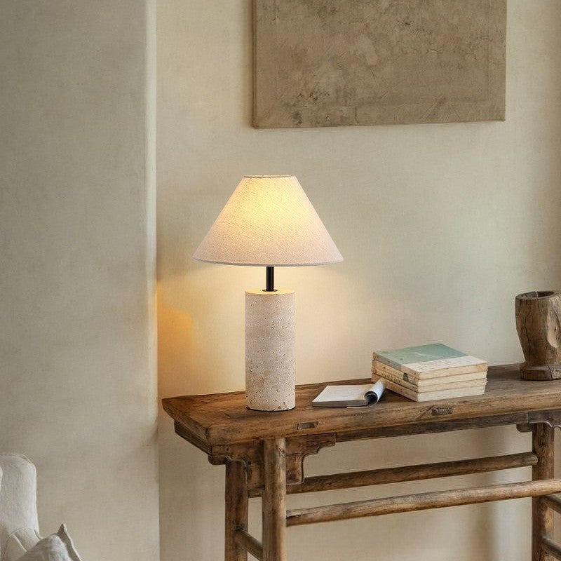 Artisanel | Lorie Marble + Linen Table Lamp for Minimalist Interior 2