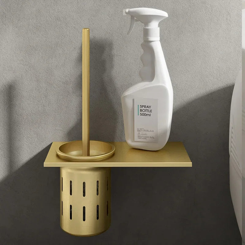 AureaGold | Elegant Space-Saving Wall-Mounted Toilet Brush Set 2