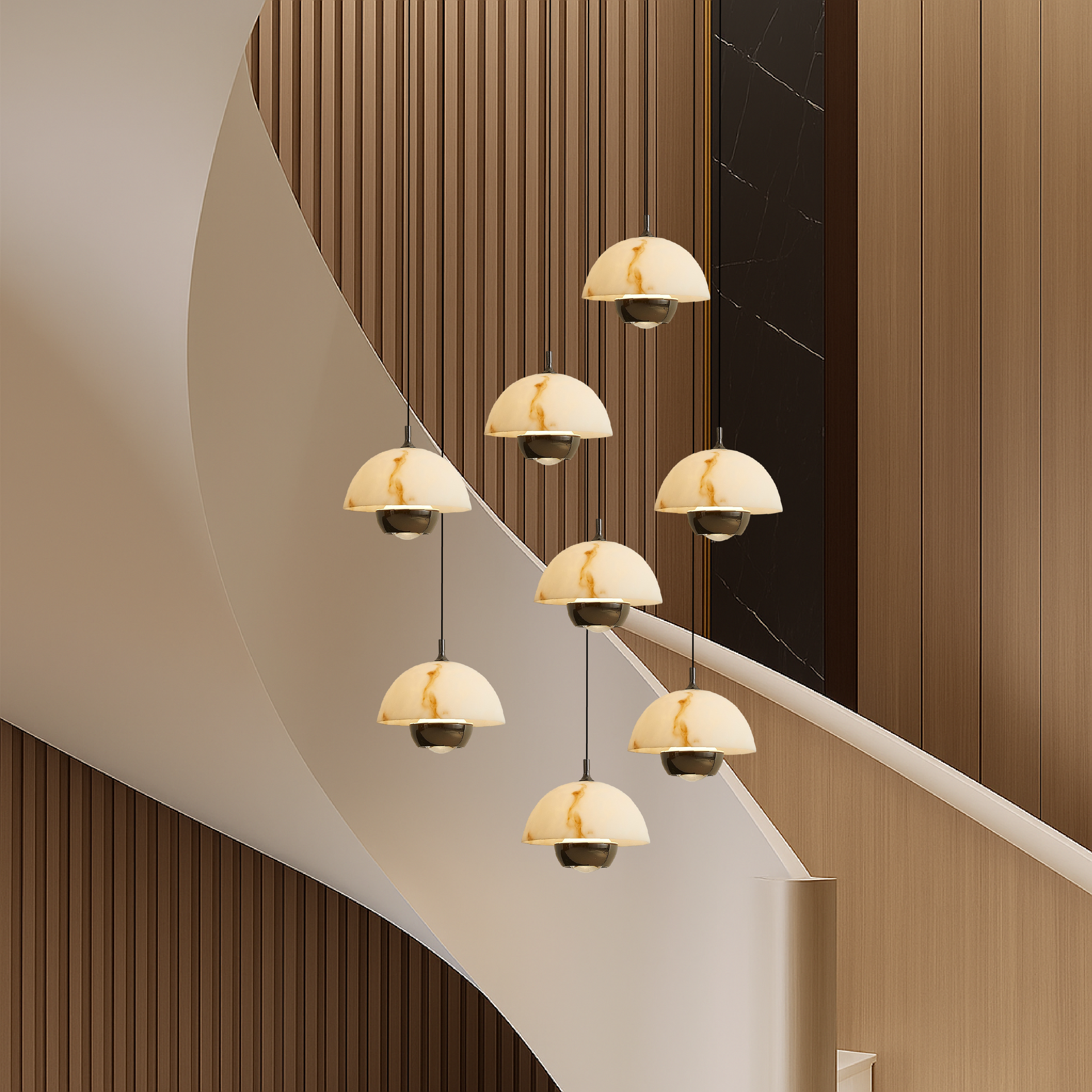 AureaStone | Refined Natural Marble Staircase Chandelier 0