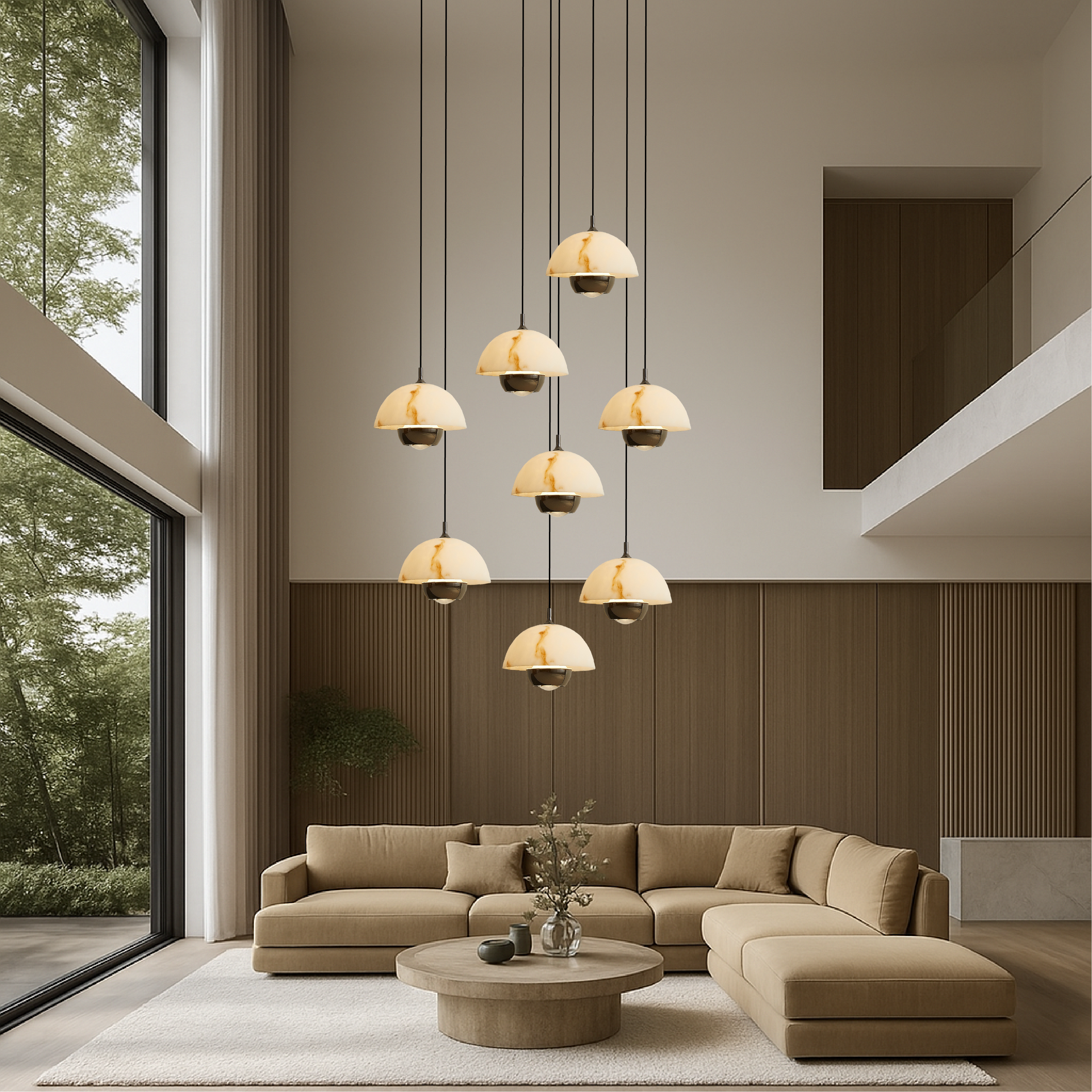 AureaStone | Refined Natural Marble Staircase Chandelier 1