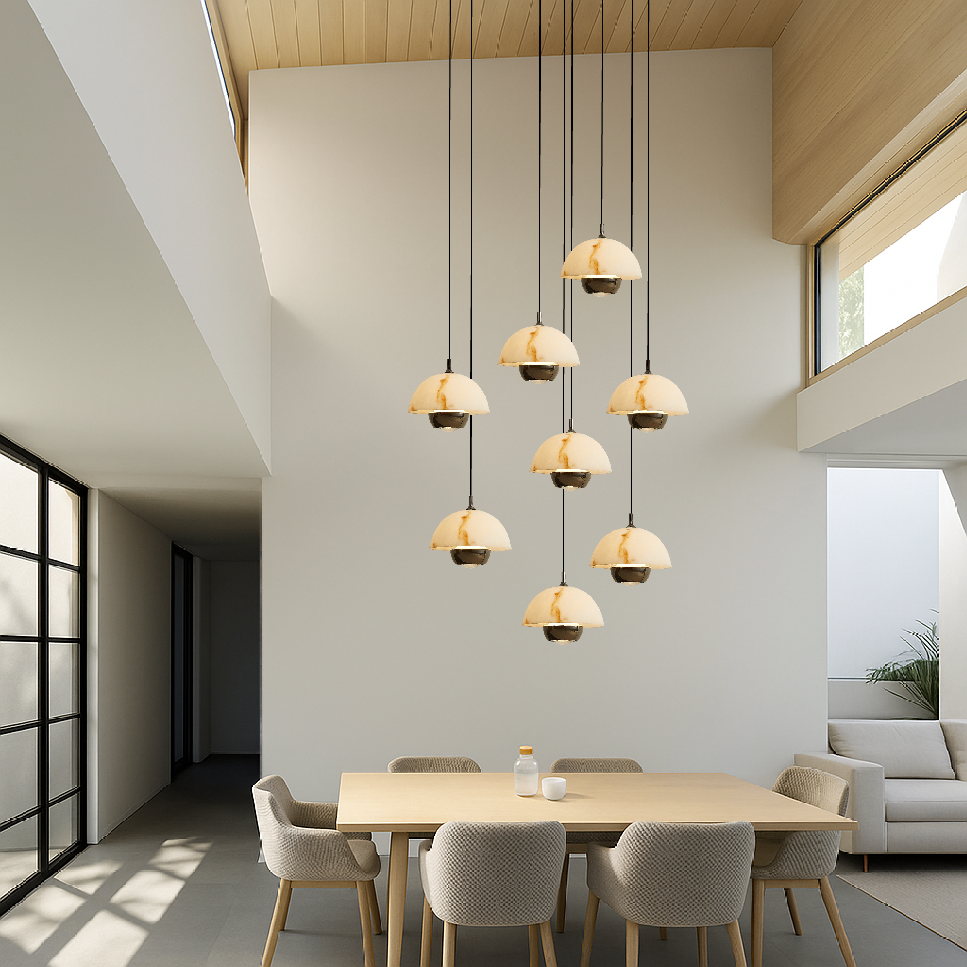 AureaStone | Refined Natural Marble Staircase Chandelier 3